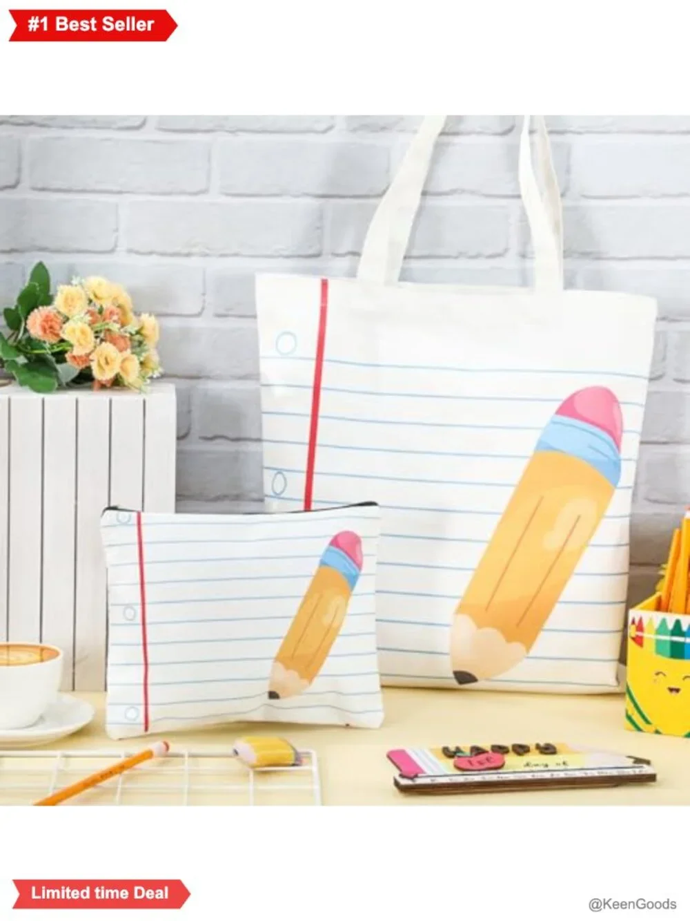 Canvas Tote Bag & Makeup Bag Set, 12 Pcs Back to School Gift Bags, Reusable